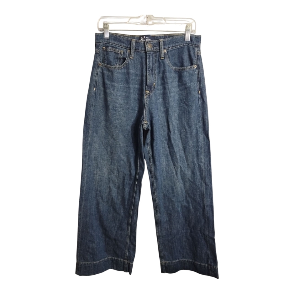 GAP High Rise Wide Leg Jeans in Blue Denim